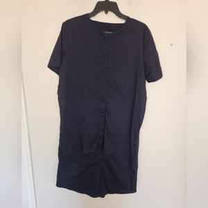 Andre tan dark blue short sleeve dress